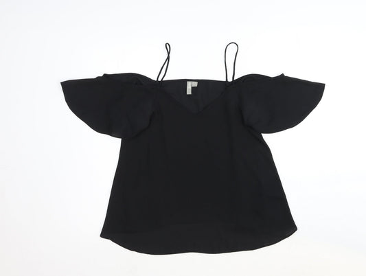 ASOS Womens Black Viscose Basic Blouse Size 8 Off the Shoulder