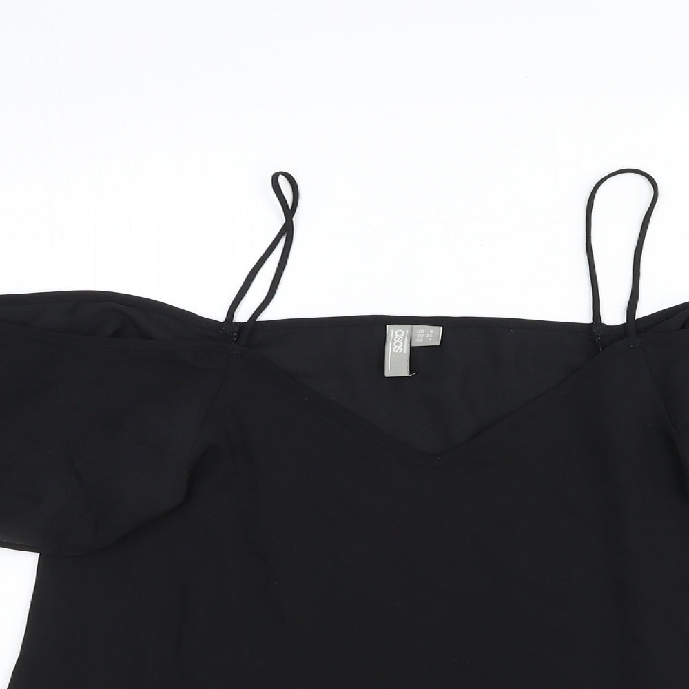 ASOS Womens Black Viscose Basic Blouse Size 8 Off the Shoulder