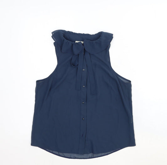 Pins & Needles Womens Blue Viscose Basic Button-Up Size S Collared