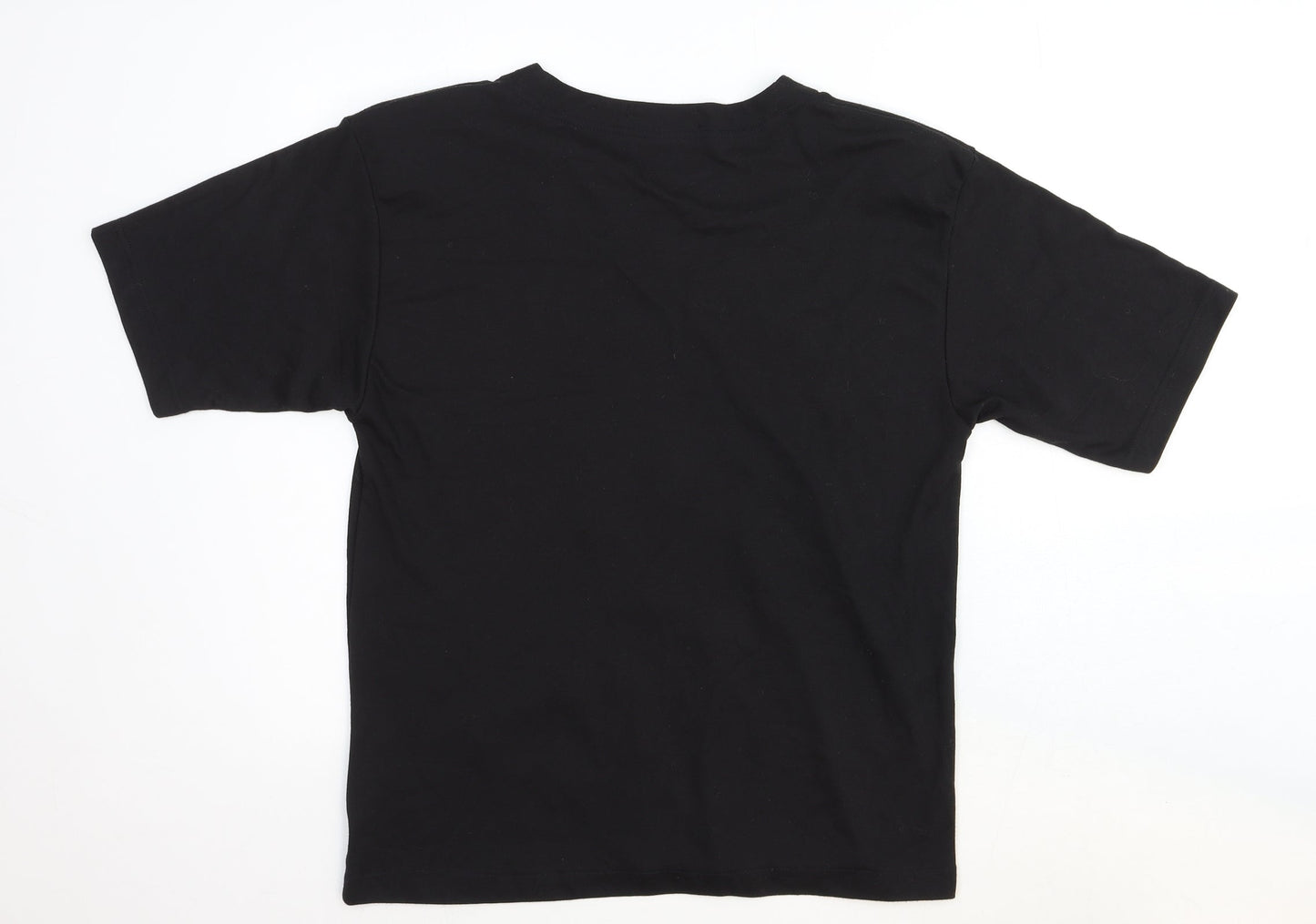 Nutshell Womens Black Geometric Cotton Basic T-Shirt Size S Scoop Neck
