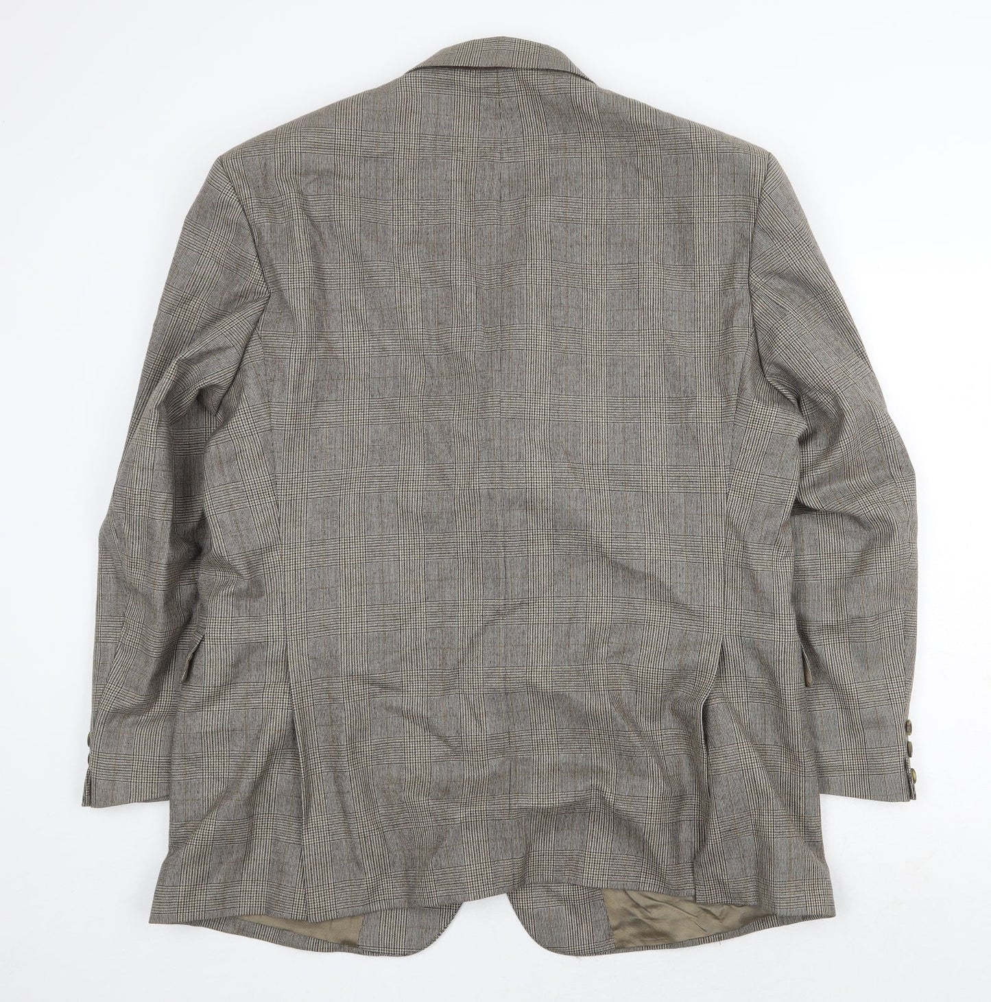 Preworn Mens Grey Plaid Wool Jacket Suit Jacket Size 44 Regular