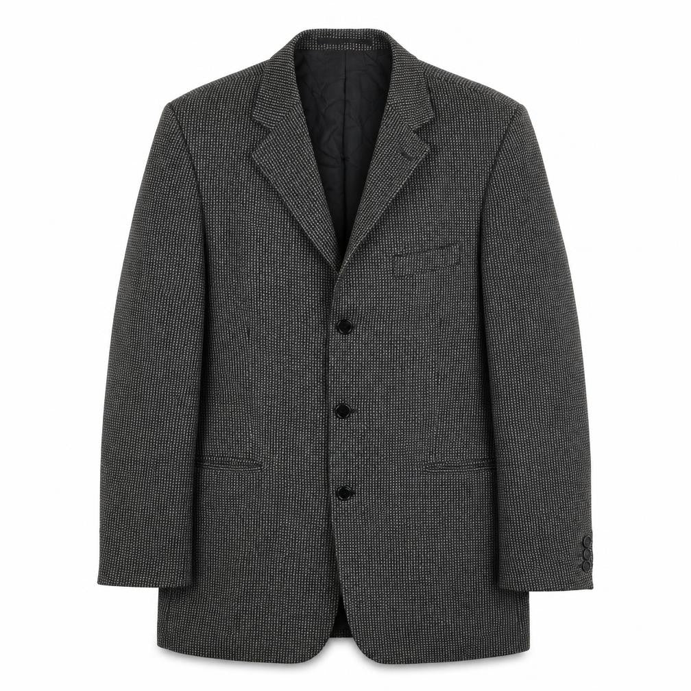 Preworn Mens Grey Geometric Wool Jacket Blazer Size 40 Regular
