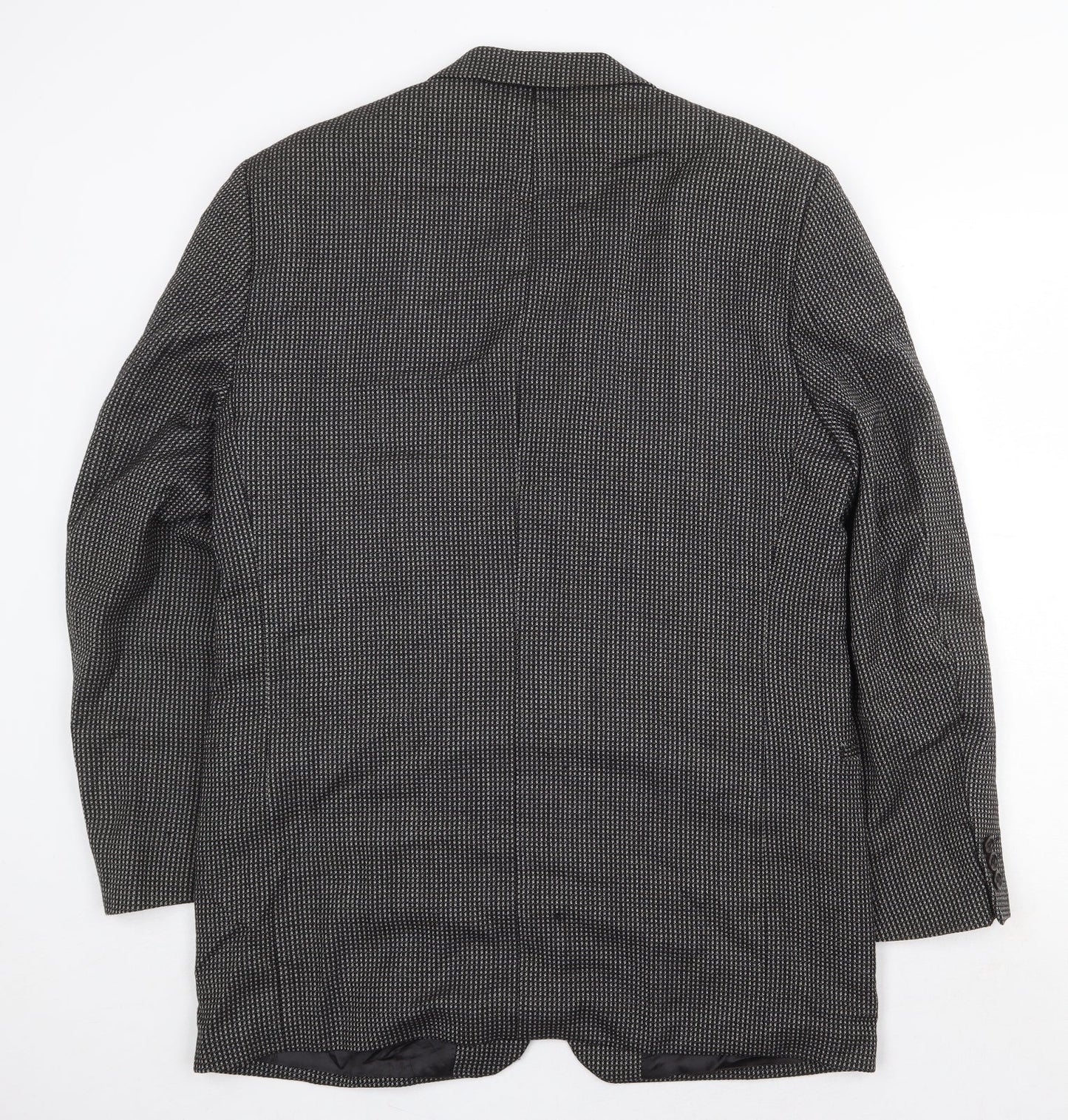 Preworn Mens Grey Geometric Wool Jacket Blazer Size 40 Regular