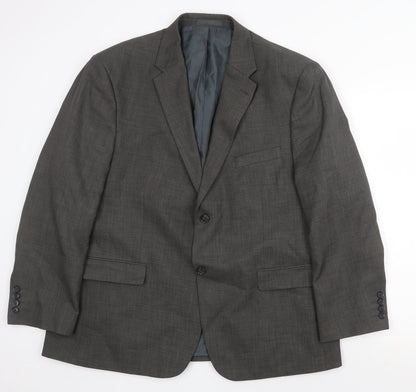 Preworn Mens Grey Polyester Jacket Suit Jacket Size 46 Regular