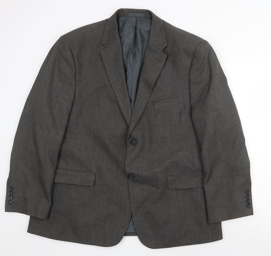 Preworn Mens Grey Polyester Jacket Suit Jacket Size 46 Regular