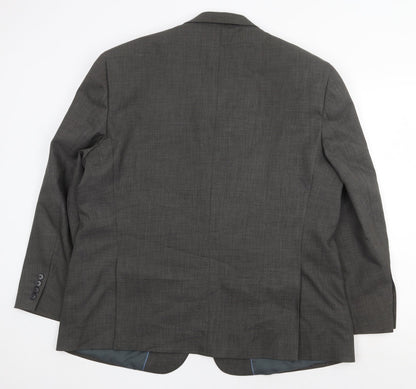 Preworn Mens Grey Polyester Jacket Suit Jacket Size 46 Regular