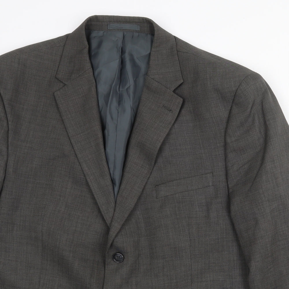 Preworn Mens Grey Polyester Jacket Suit Jacket Size 46 Regular