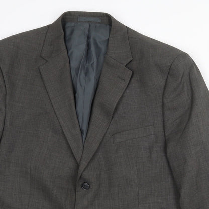 Preworn Mens Grey Polyester Jacket Suit Jacket Size 46 Regular