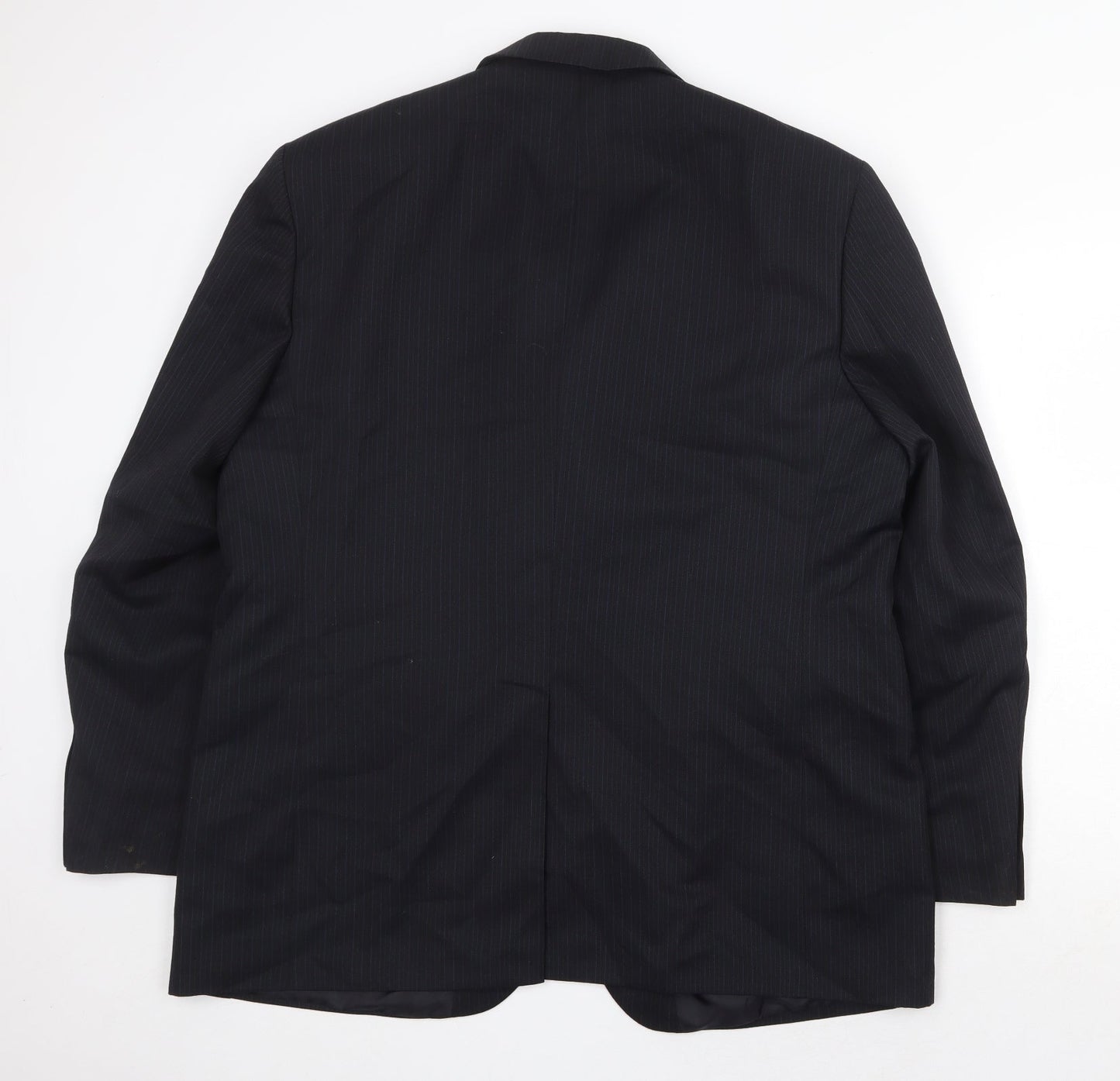 Pinstripe Mens Black Striped Polyester Jacket Suit Jacket Size 46 Regular
