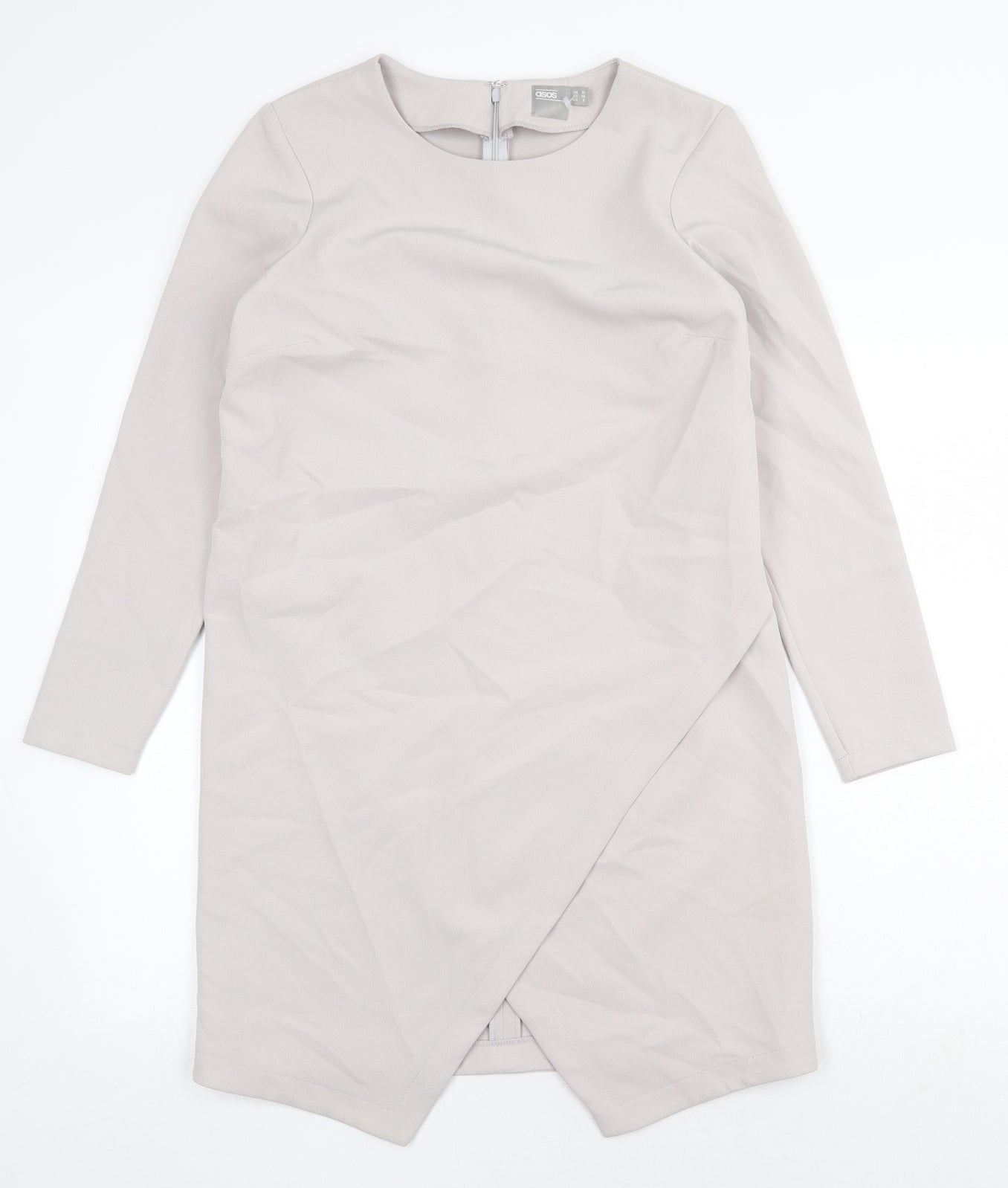 ASOS Womens Grey Polyester Shift Size 10 Round Neck Zip
