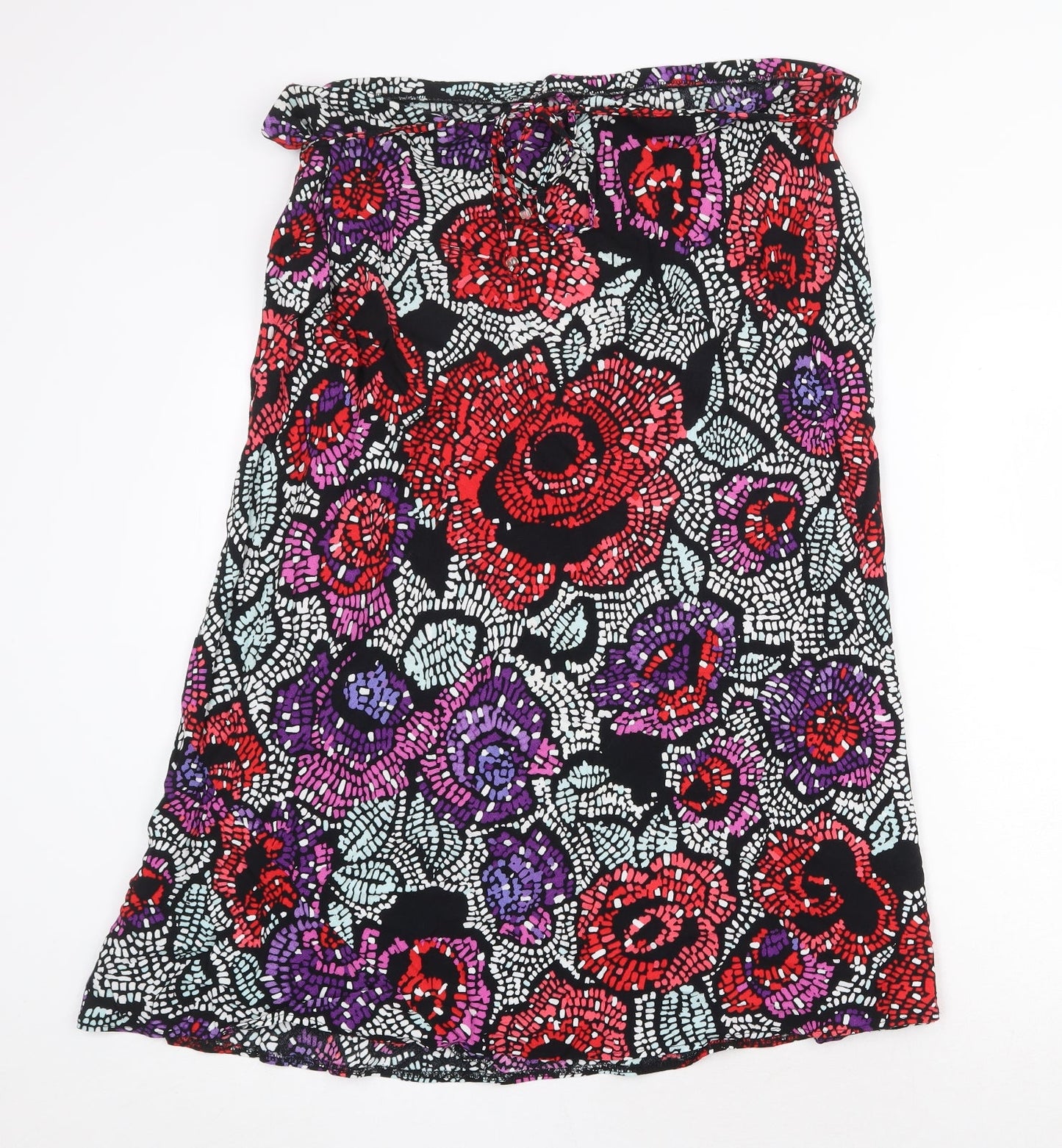 Preworn Womens Multicoloured Floral Polyester Swing Skirt Size 42 in Tie