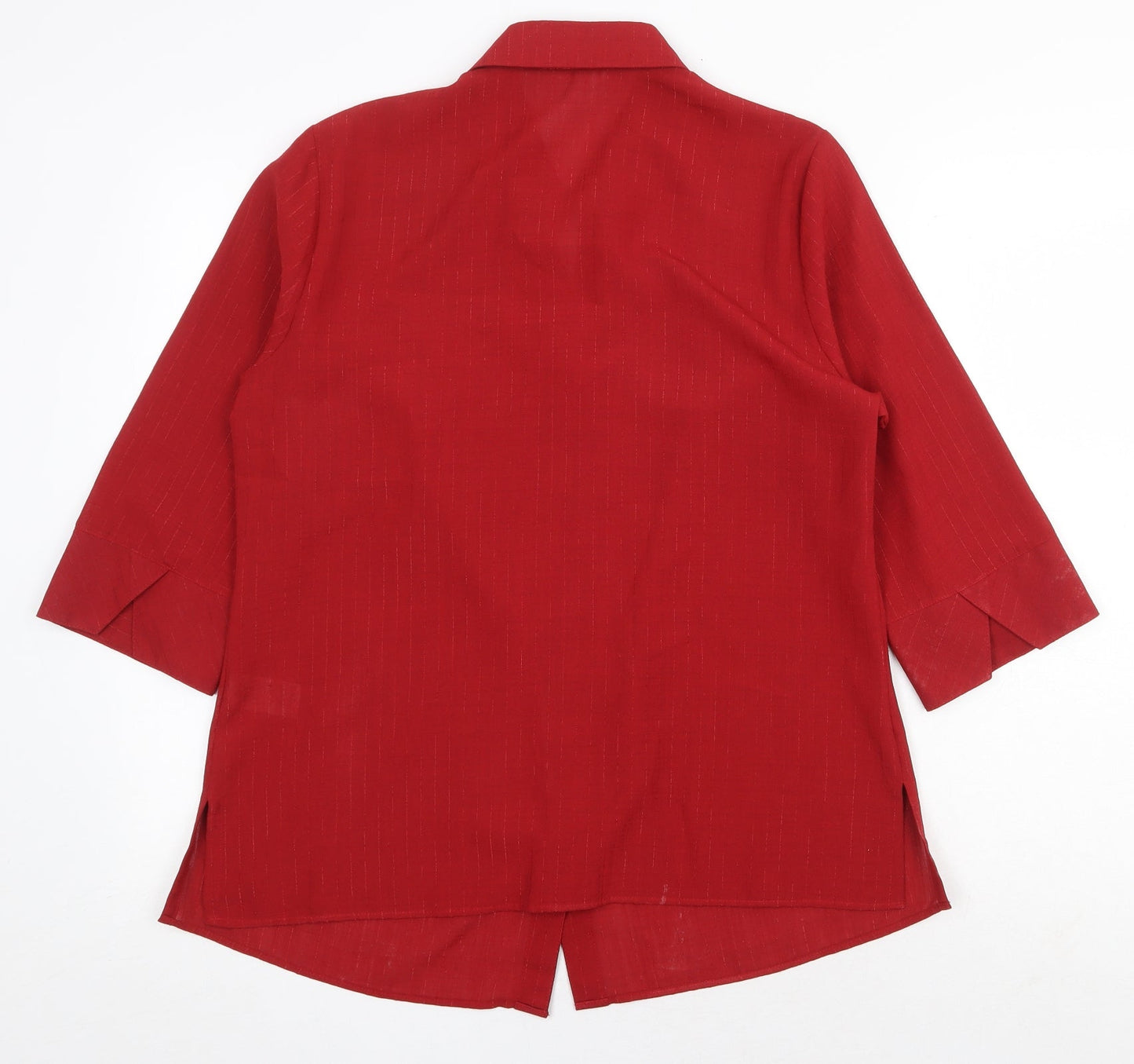 Marks and Spencer Womens Red Polyester Basic Button-Up Size 14 Collared