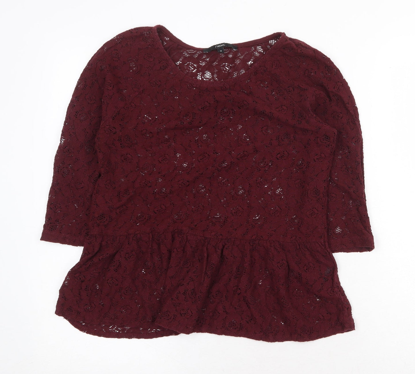 NEXT Womens Red Floral Polyester Basic Blouse Size 10 Round Neck