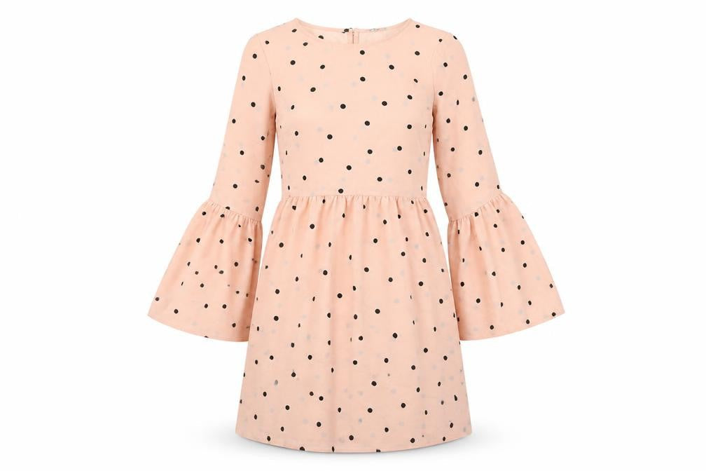 ASOS Womens Pink Polka Dot Polyester A-Line Size 8 Round Neck Button