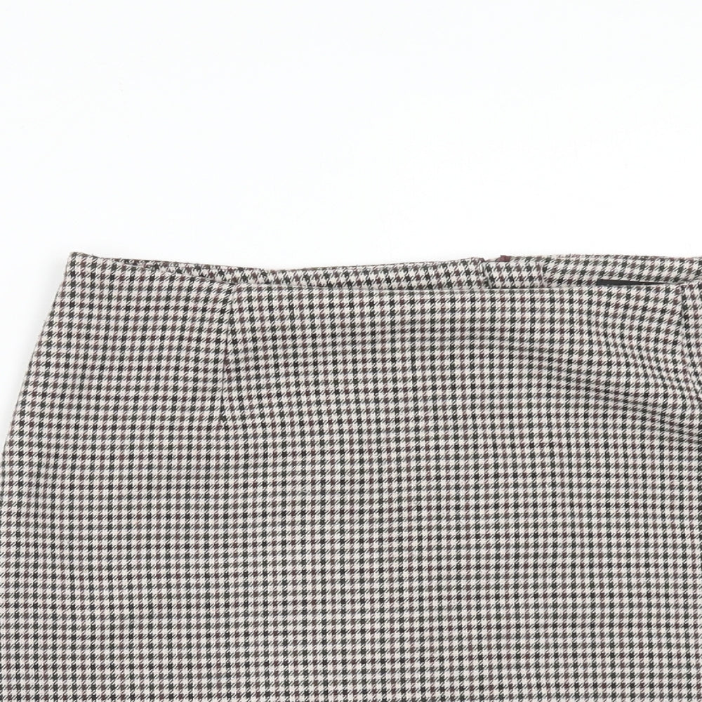New Look Womens Multicoloured Geometric Polyester Mini Skirt Size 10 Zip - Houndstooth Pattern