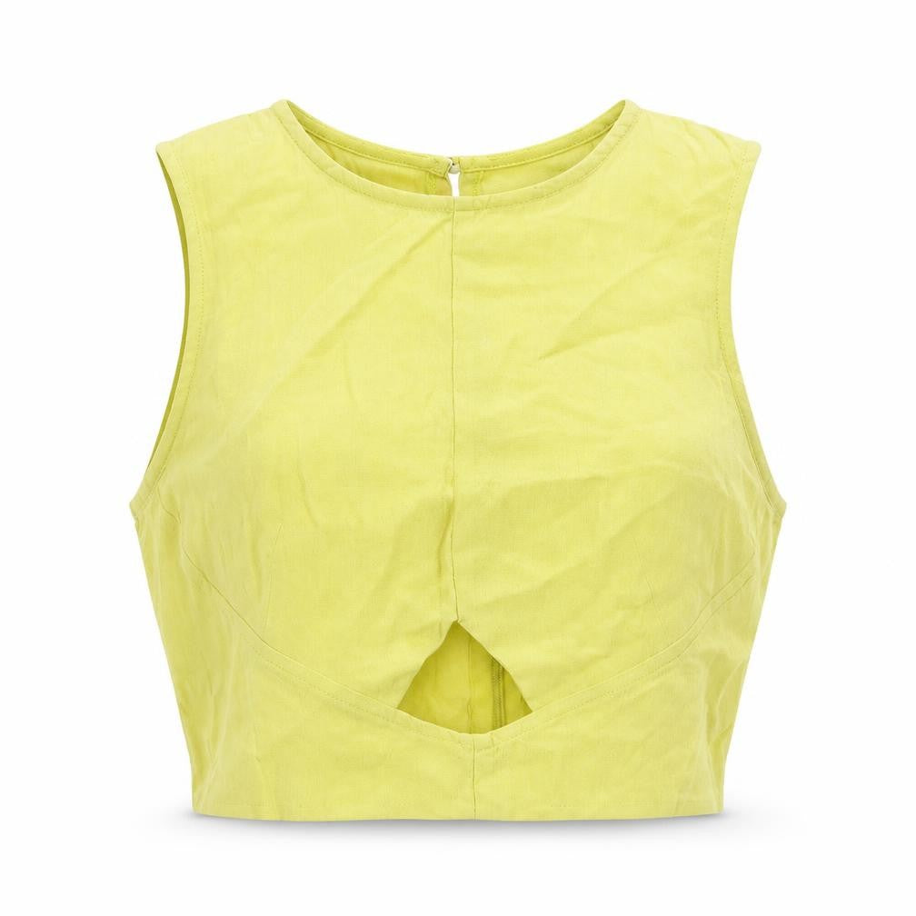Miss Selfridge Womens Green Viscose Cropped Tank Size 10 Round Neck - Keyhole Detail