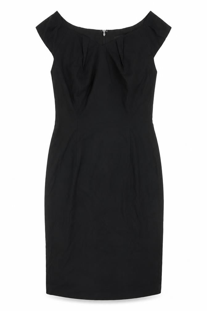 Massimo Womens Black Polyester Pencil Dress Size 8 Boat Neck Zip