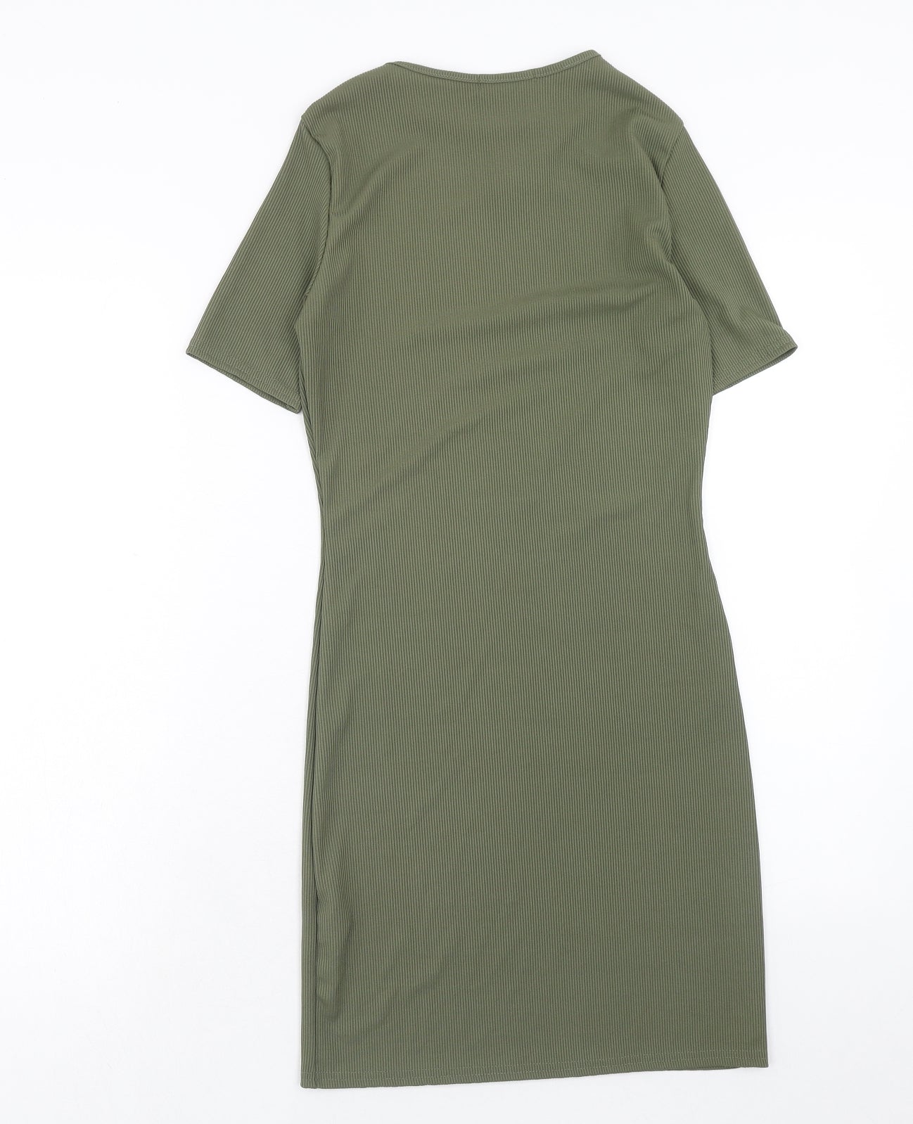 Boohoo Womens Green Polyester Shift Size 8 Round Neck Pullover