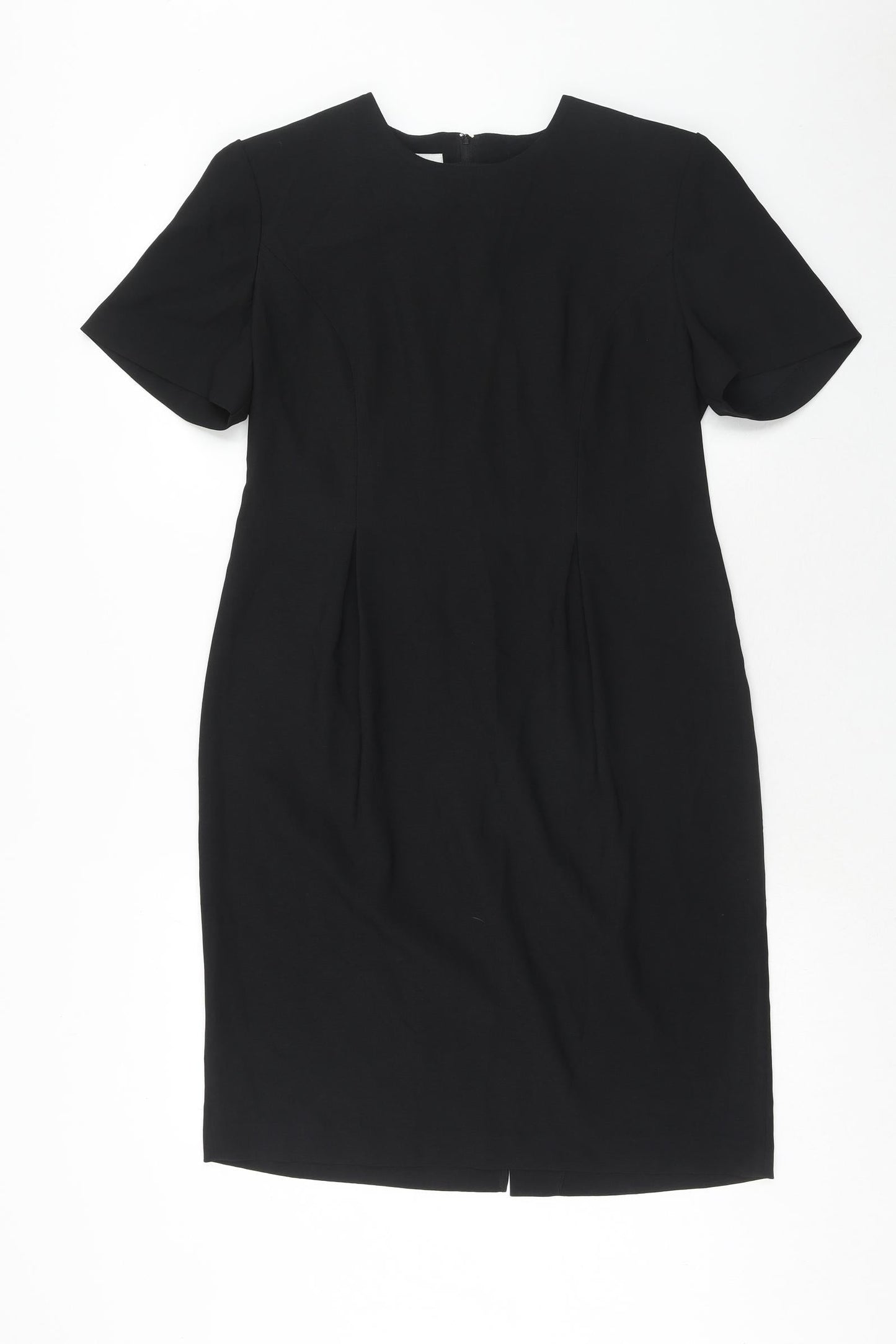 Leslie Fay Womens Black Polyester A-Line Size 12 Round Neck Zip
