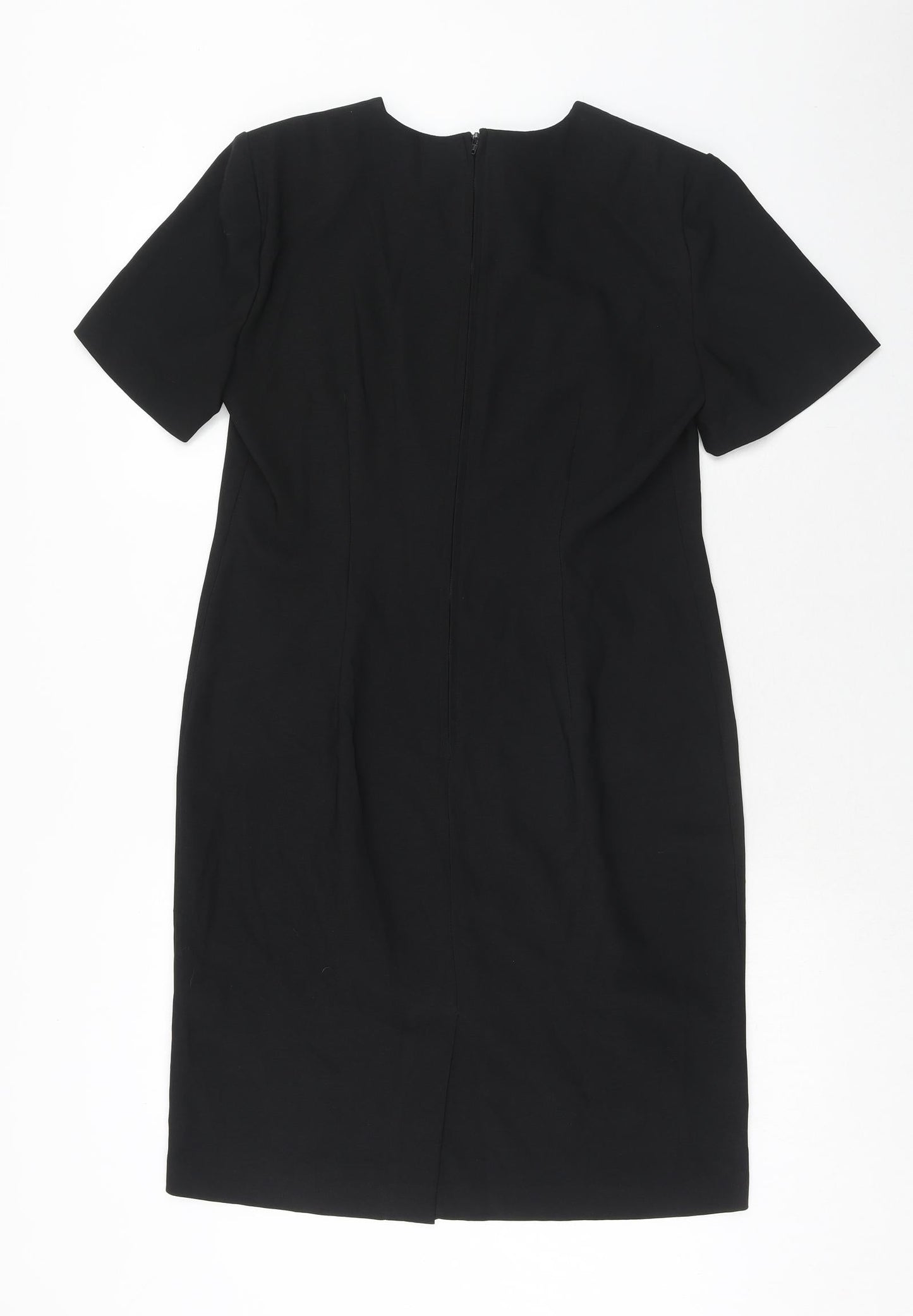 Leslie Fay Womens Black Polyester A-Line Size 12 Round Neck Zip