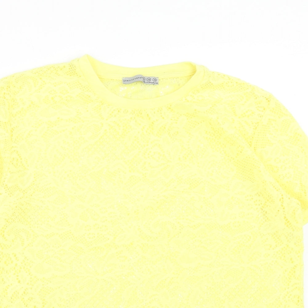 Atmosphere Womens Yellow Polyester Basic T-Shirt Size 10 Round Neck