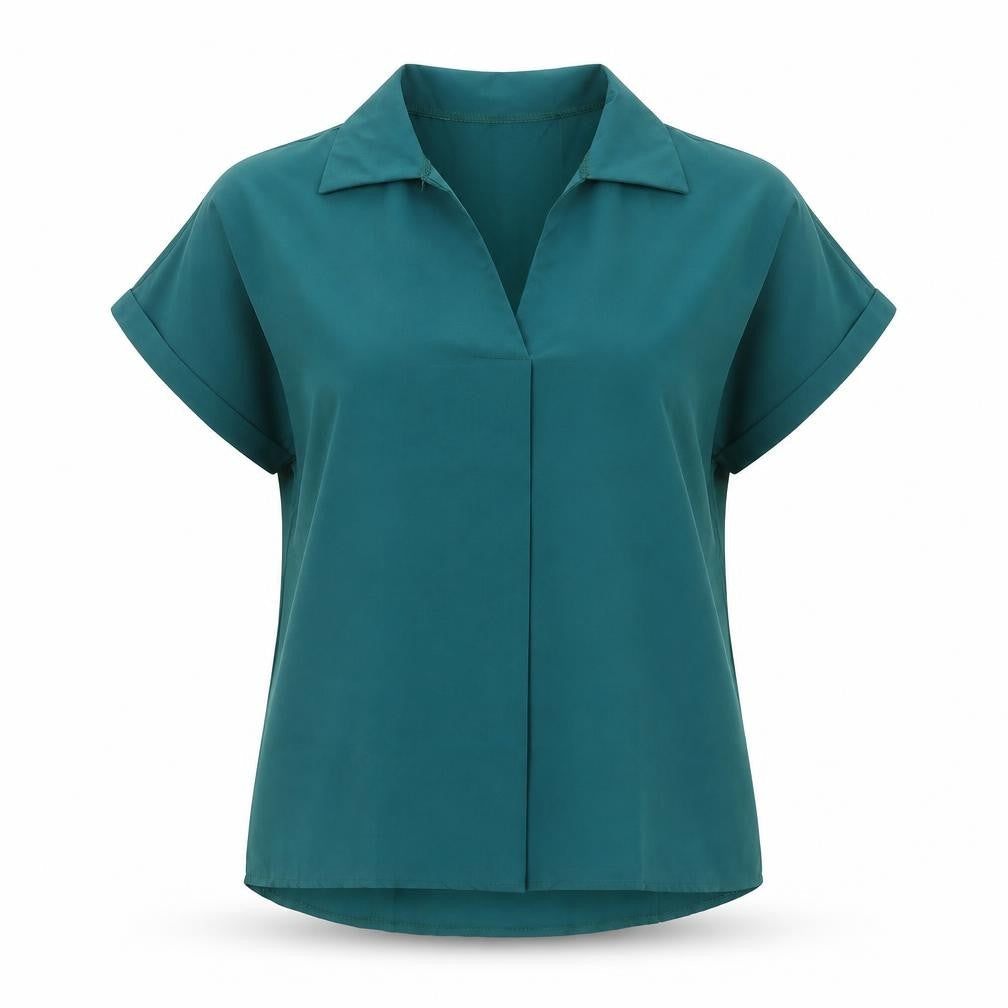Preworn Womens Green Polyester Basic Blouse Size XL Collared