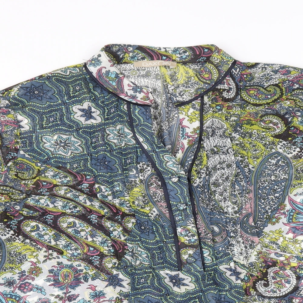 Daxon Womens Multicoloured Geometric Polyester Basic Blouse Size 16 V-Neck
