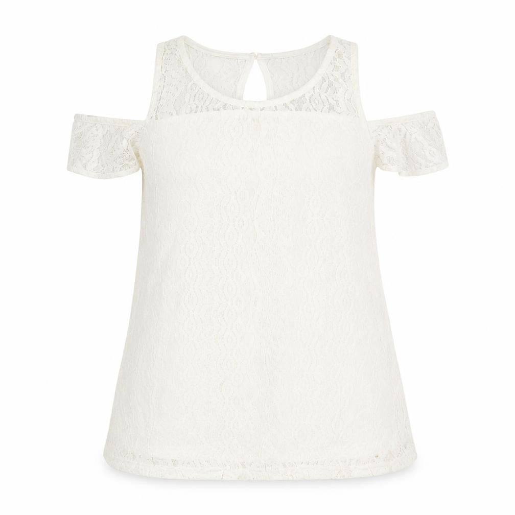 Primark Womens Ivory Nylon Basic Tank Size 6 Round Neck - Cold Shoulder