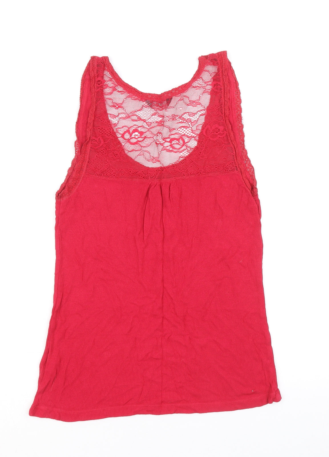 Limited Collection Womens Pink Viscose Basic Tank Size 10 Scoop Neck - Lace detail