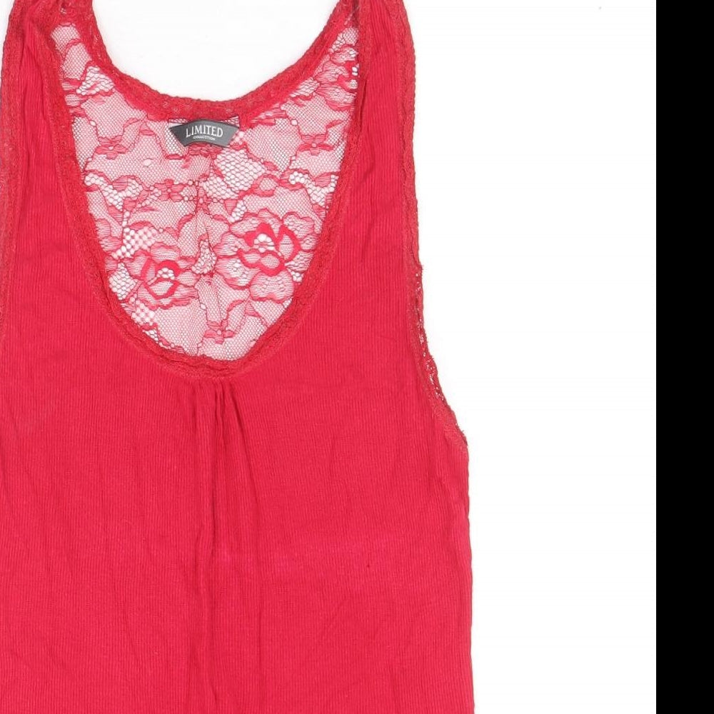 Limited Collection Womens Pink Viscose Basic Tank Size 10 Scoop Neck - Lace detail