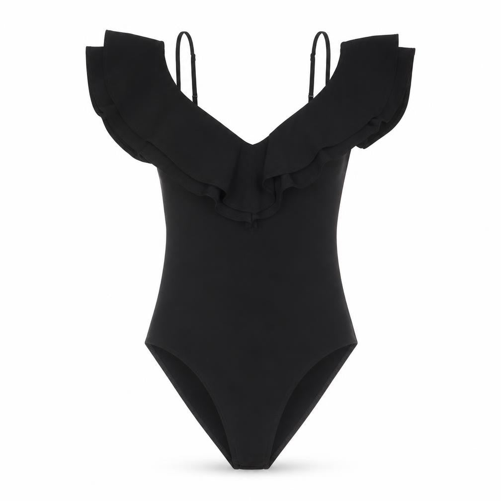 Miss Selfridge Womens Black Polyester Bodysuit One-Piece Size 8 Snap - Cold Shoulder