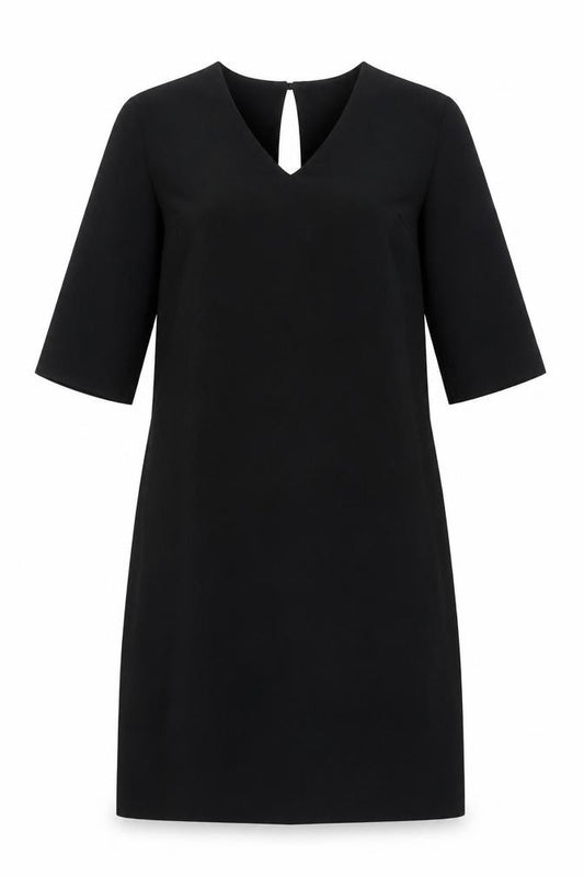 Marks and Spencer Womens Black Polyester A-Line Size 12 Round Neck Button