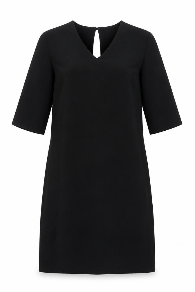 Marks & Spencer Womens Black Polyester A-Line Size 12 Round Neck Button