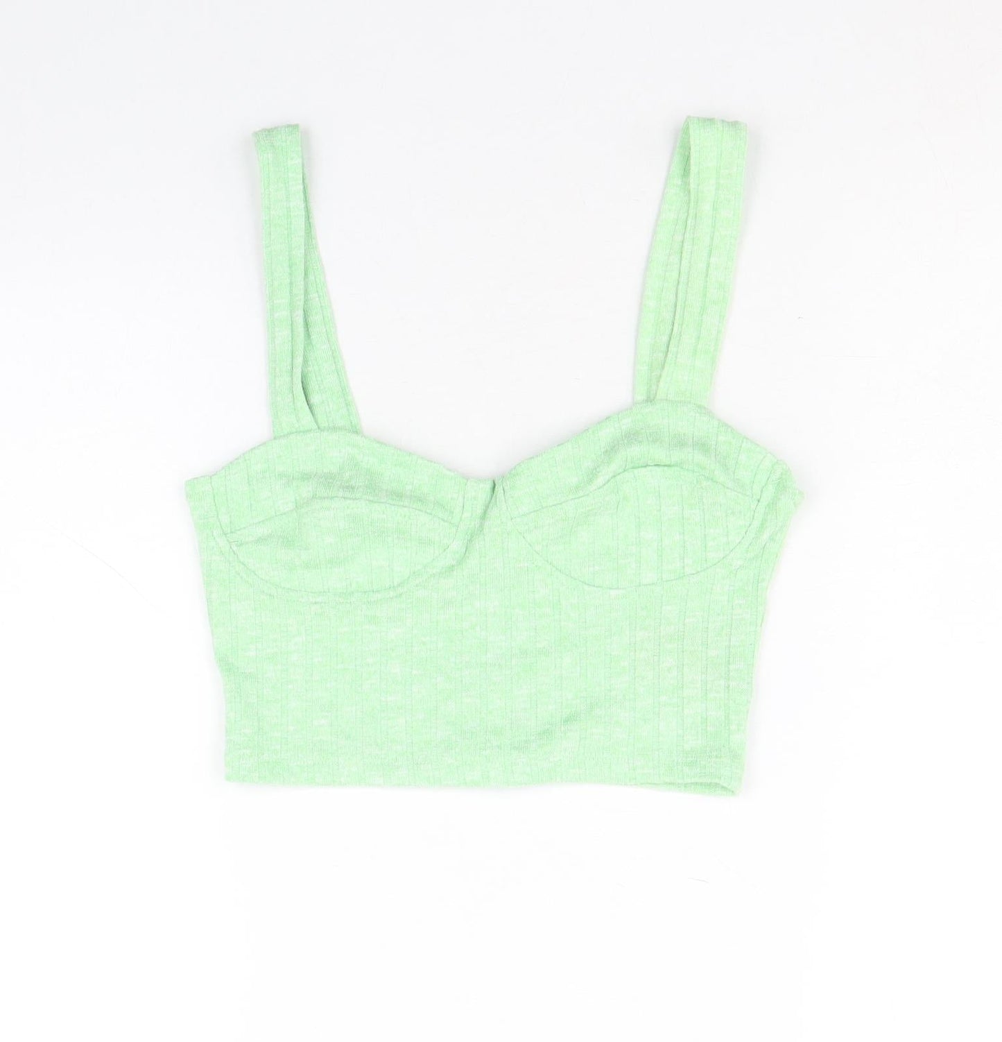 Monki Womens Green Polyester Cropped Tank Size XS Sweetheart