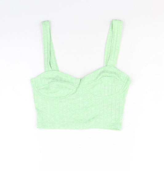 Monki Womens Green Polyester Cropped Tank Size XS Sweetheart