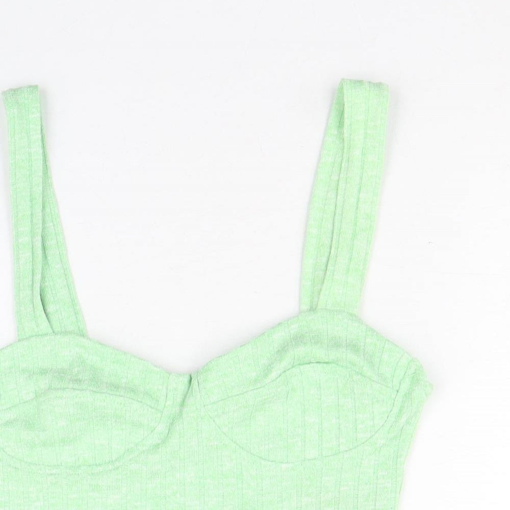 Monki Womens Green Polyester Cropped Tank Size XS Sweetheart