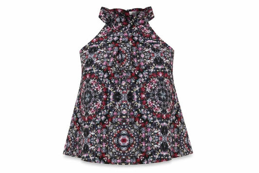 BCBGeneration Womens Multicoloured Geometric Polyester Basic Tank Size M Round Neck