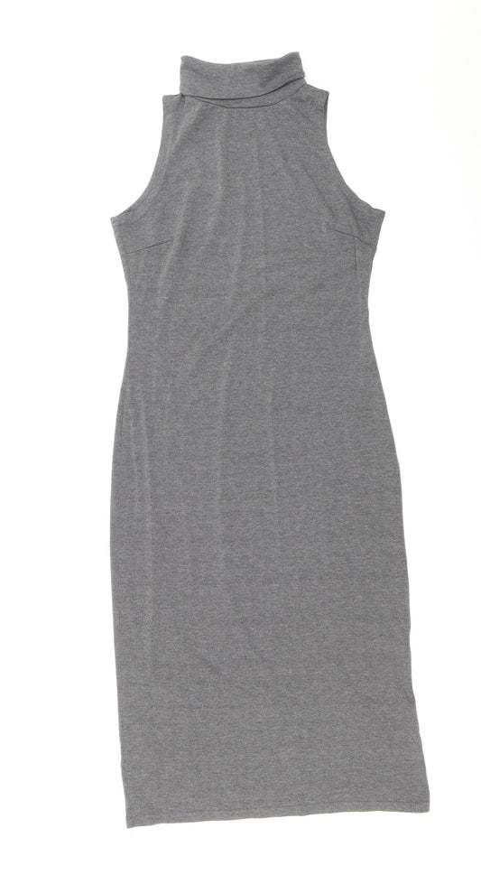 True Decadence Womens Grey Polyester Bodycon Size 8 Roll Neck Pullover