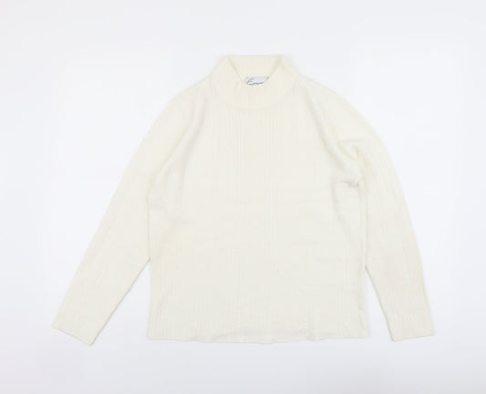 Emreco Womens Ivory Mock Neck Acrylic Pullover Jumper Size 12