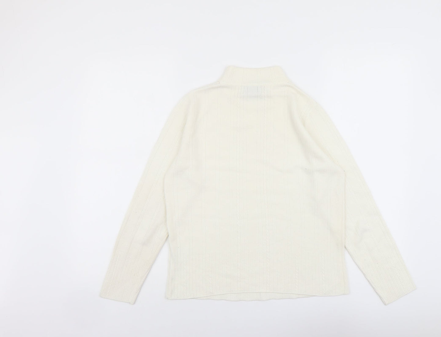 Emreco Womens Ivory Mock Neck Acrylic Pullover Jumper Size 12