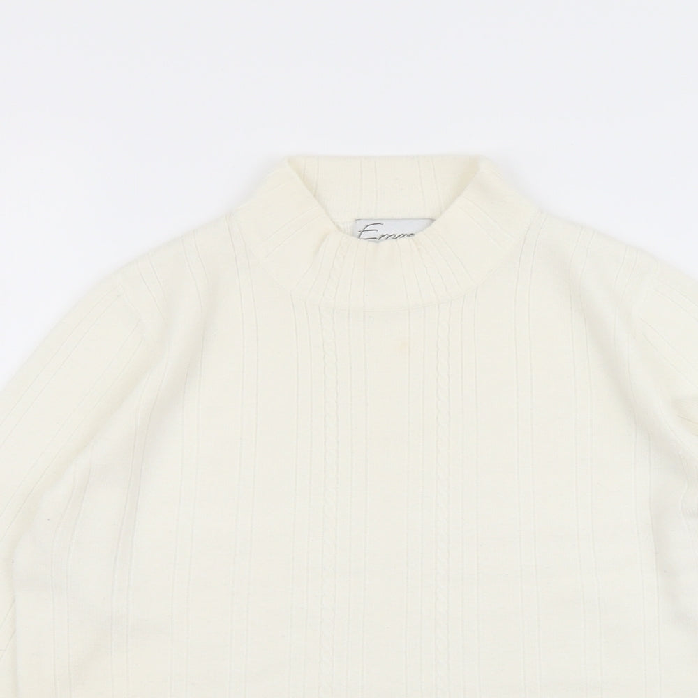 Emreco Womens Ivory Mock Neck Acrylic Pullover Jumper Size 12