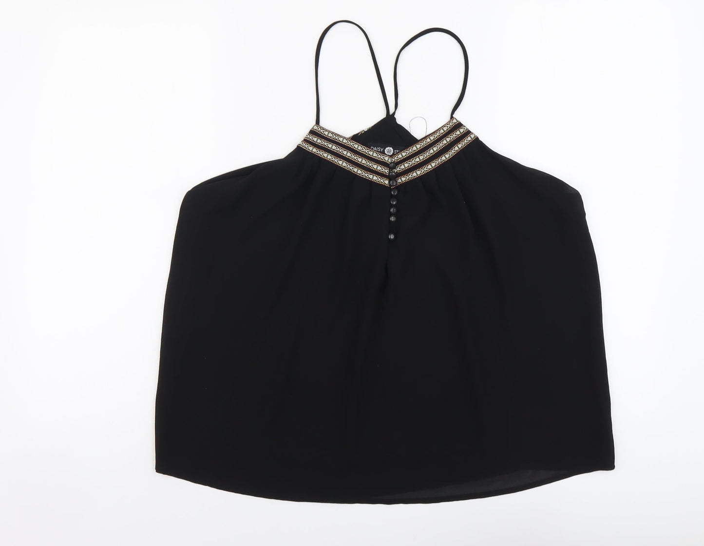Daisy Street Womens Black Polyester Basic Blouse Size L V-Neck