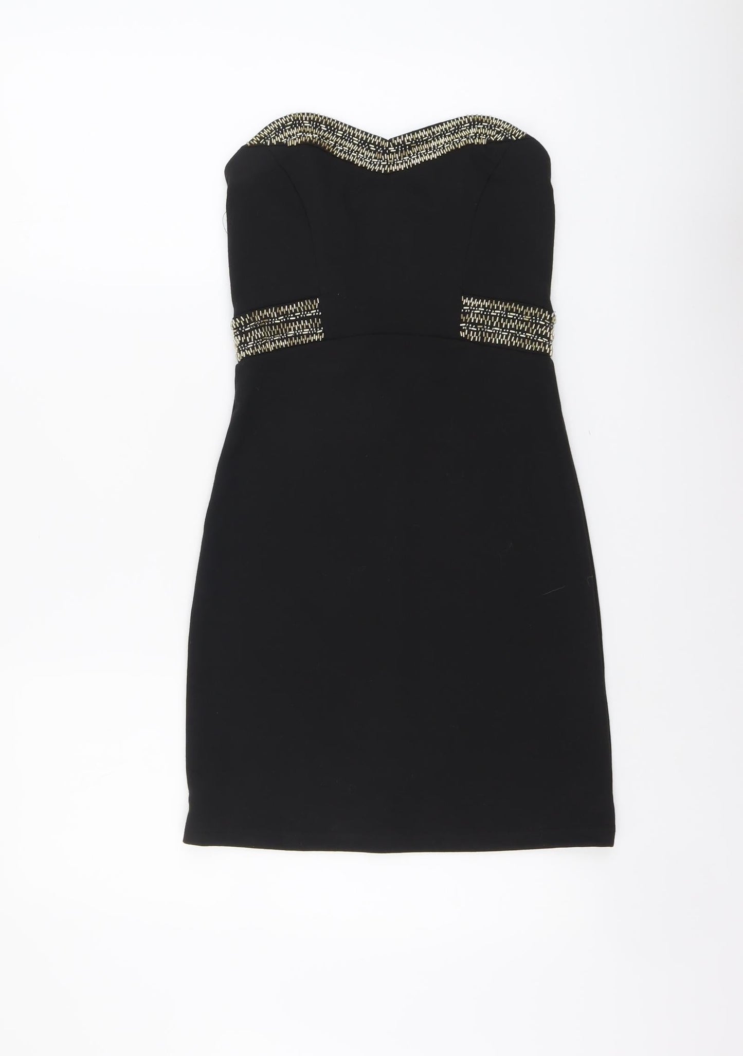 TFNC London Womens Black Viscose Bodycon Size XS Sweetheart Zip