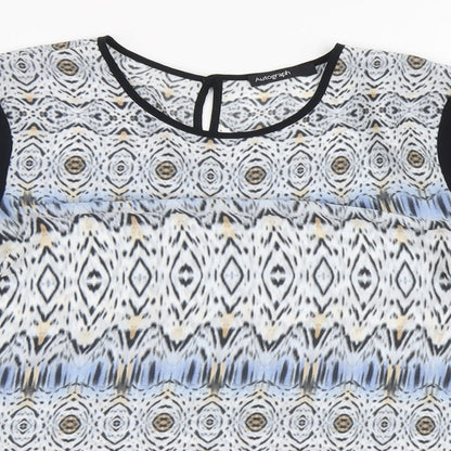 Autograph Womens Black Geometric Polyester Basic T-Shirt Size 12 Round Neck
