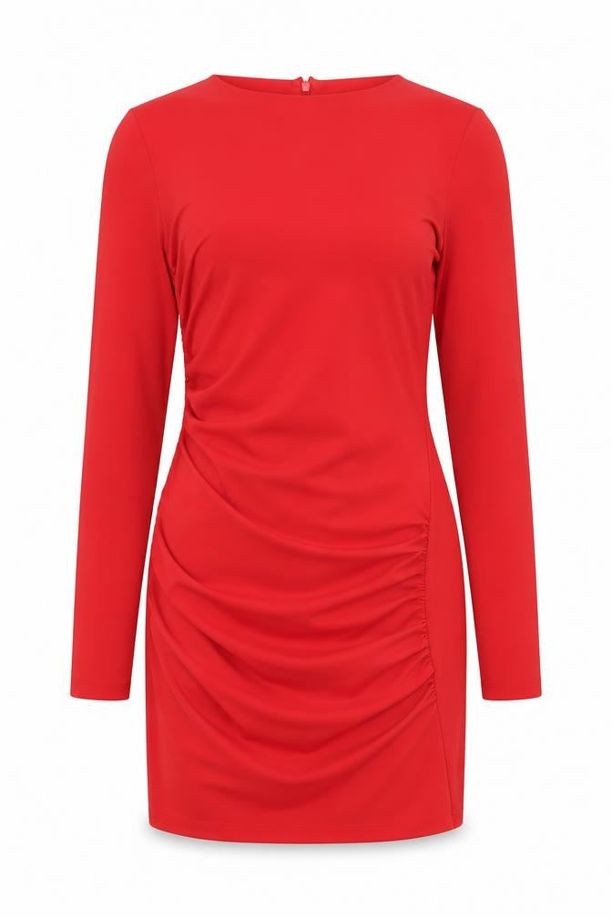 Zara Womens Red Polyester A-Line Size S Round Neck Zip