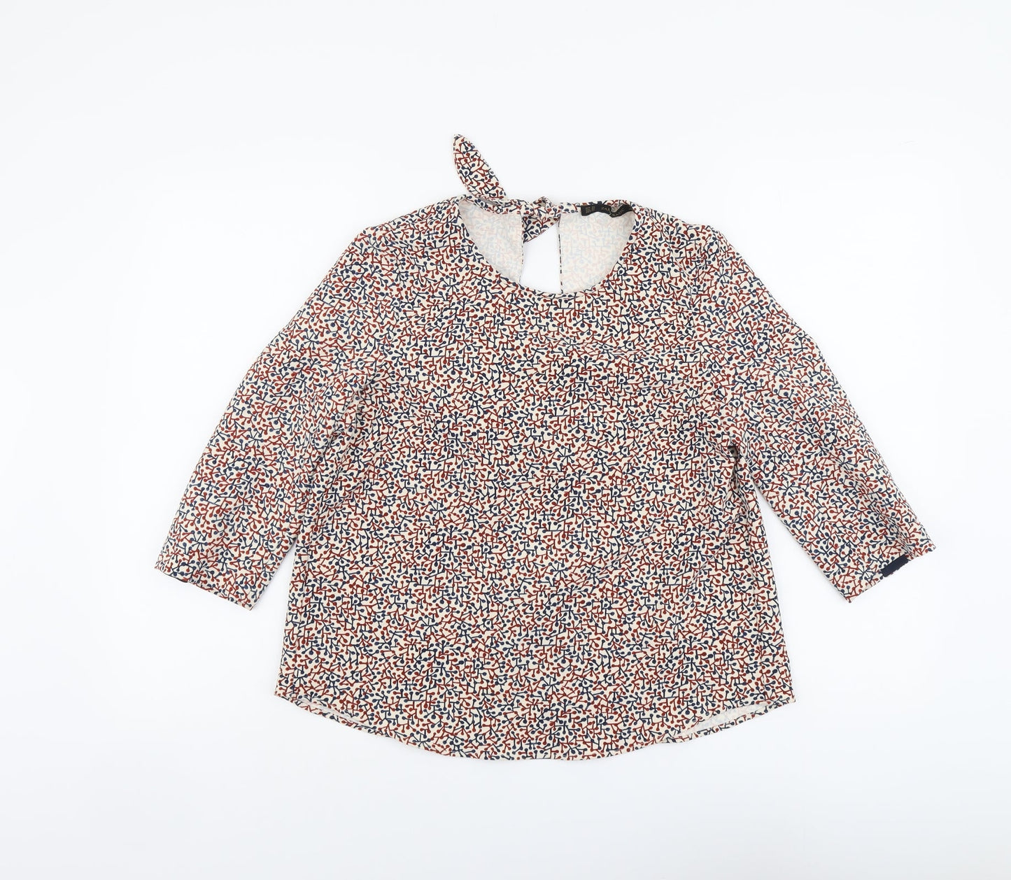 Zara Womens Multicoloured Geometric Polyester Basic Blouse Size XS Round Neck