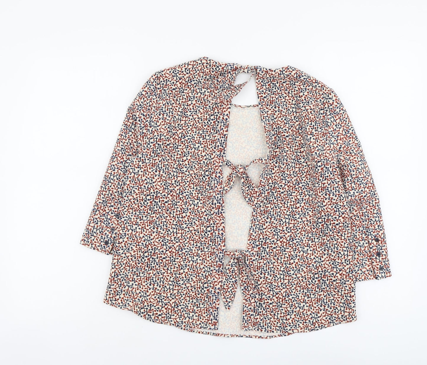 Zara Womens Multicoloured Geometric Polyester Basic Blouse Size XS Round Neck