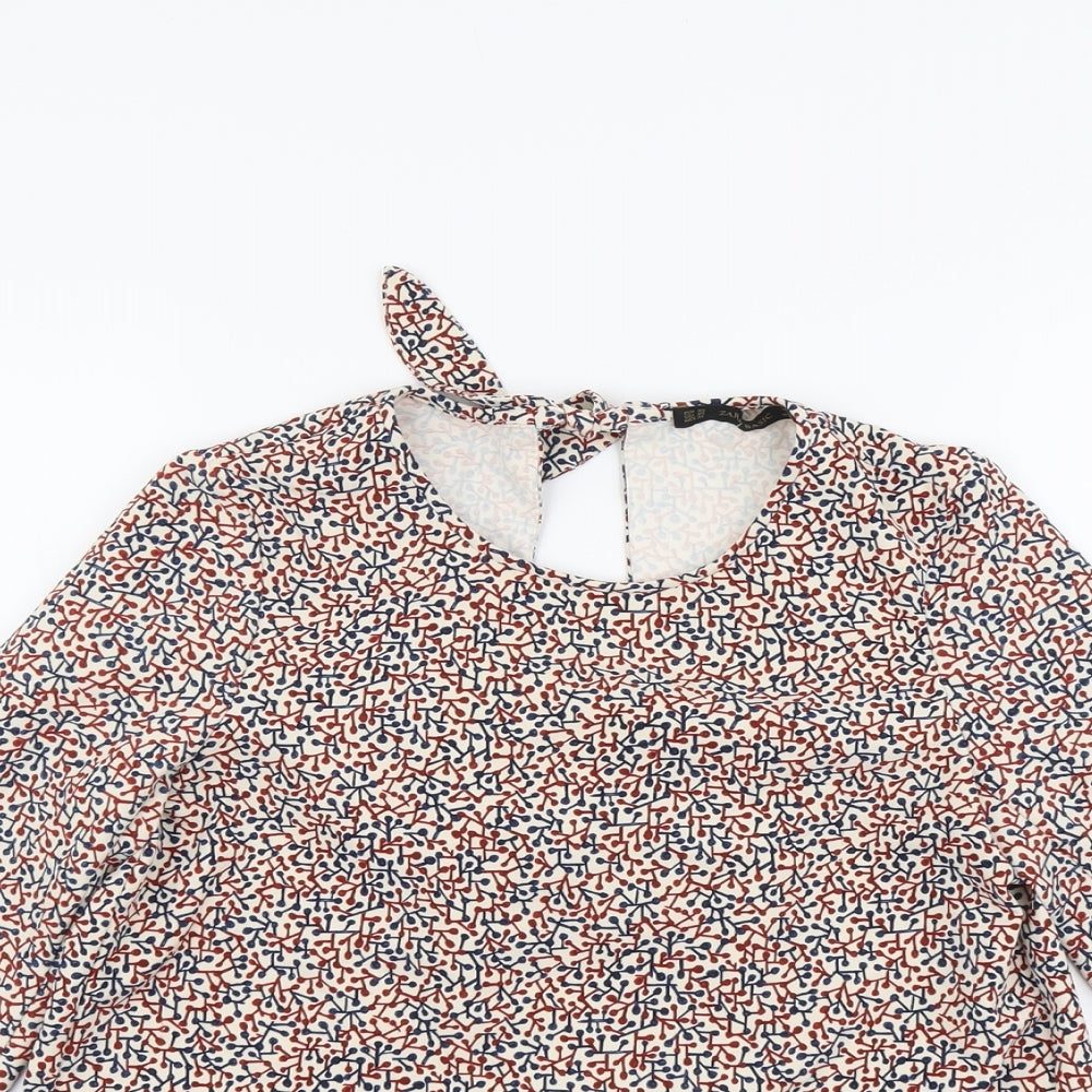 Zara Womens Multicoloured Geometric Polyester Basic Blouse Size XS Round Neck