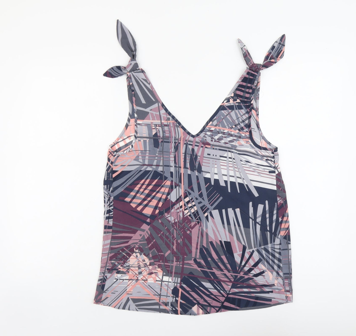 Papaya Womens Multicoloured Geometric Polyester Basic Tank Size 8 V-Neck