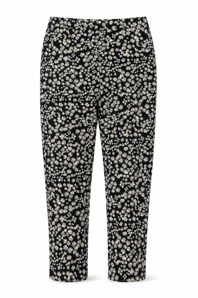 Only Womens Black Floral Polyester Trousers Size 8 L29 in Regular Zip